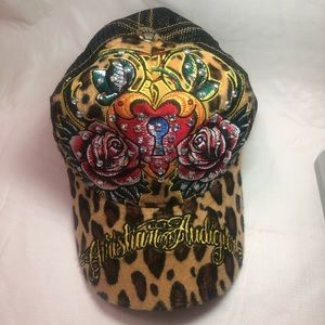 Christian Audigier Bling Leopard Trucker Hat